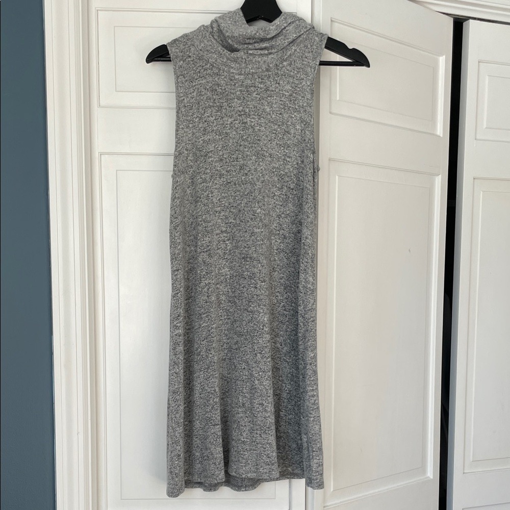 Express Heather Gray Cowl Neck Sleeveless Marled Knit Dress Small S
